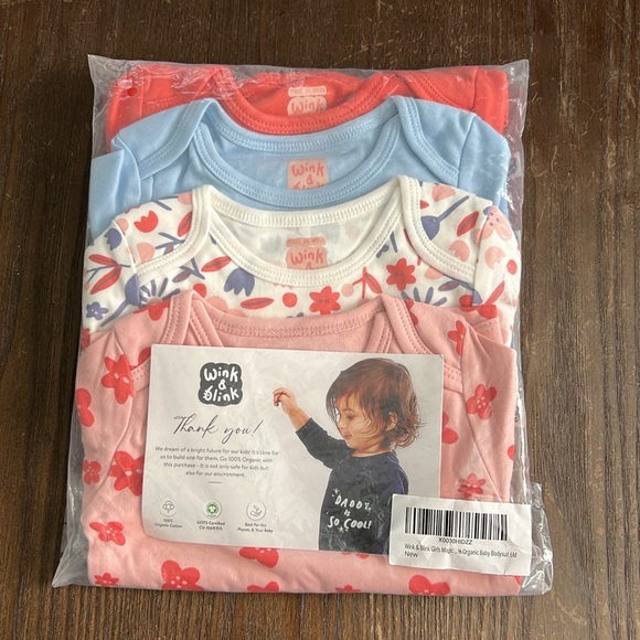 Wink & Blink Organic Girls Long Sleeve Bodysuits 4 pack - Picture 3 of 12